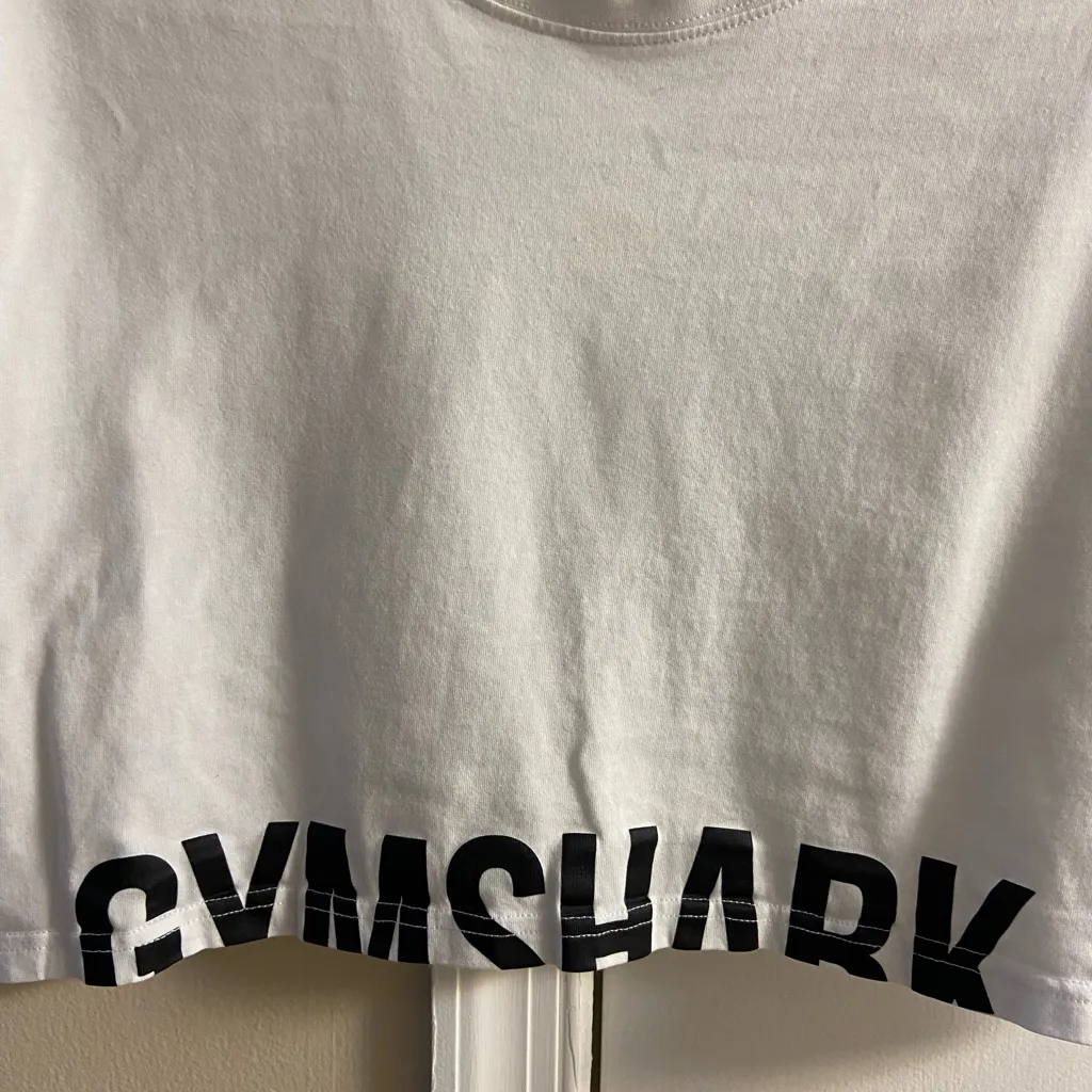 Gymshark crop top white cotton workout Athleisure women XL - Image 5