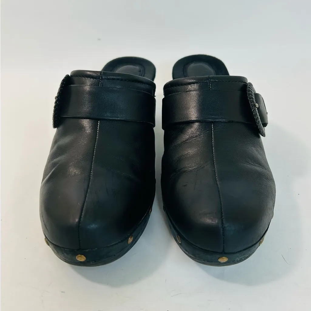 Clarks Black Leather Studded Clogs size 7.5 - Image 6