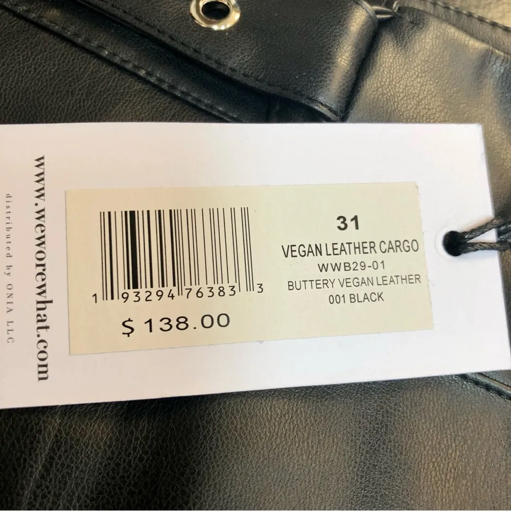 NWT WeWoreWhat Black Vegan Leather Utility Cargo Pants Jogger Moto Grunge 90s 31 - Image 12