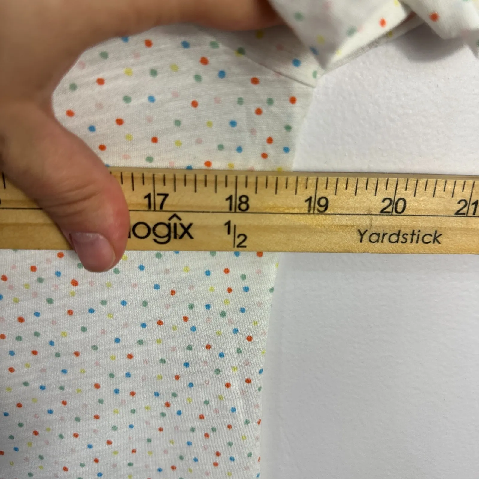 LOFT Vintage Soft Tee Women's M White Rainbow Polka Dot V Neck Soft Girl‎ Preppy - Image 6