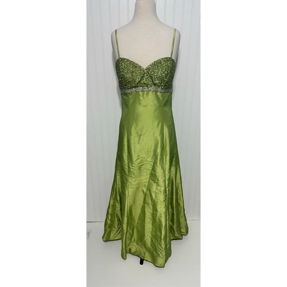 Marsoni Prom Gown Maxi Length Beaded Open Back Sweetheart Neckline‎ Green 14 Green - Image 16