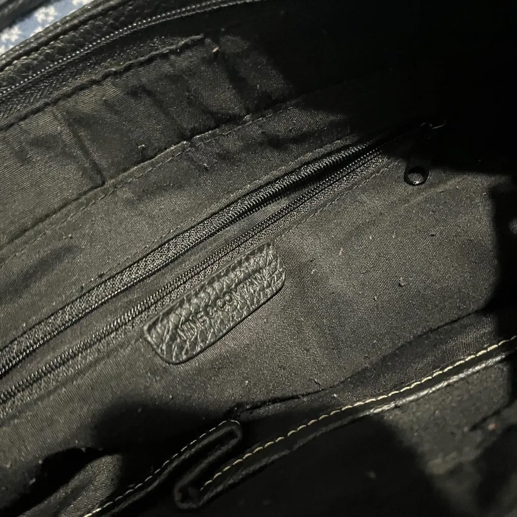 Nine and Company muted black handbag contrast stitching double strap handles - Image 4