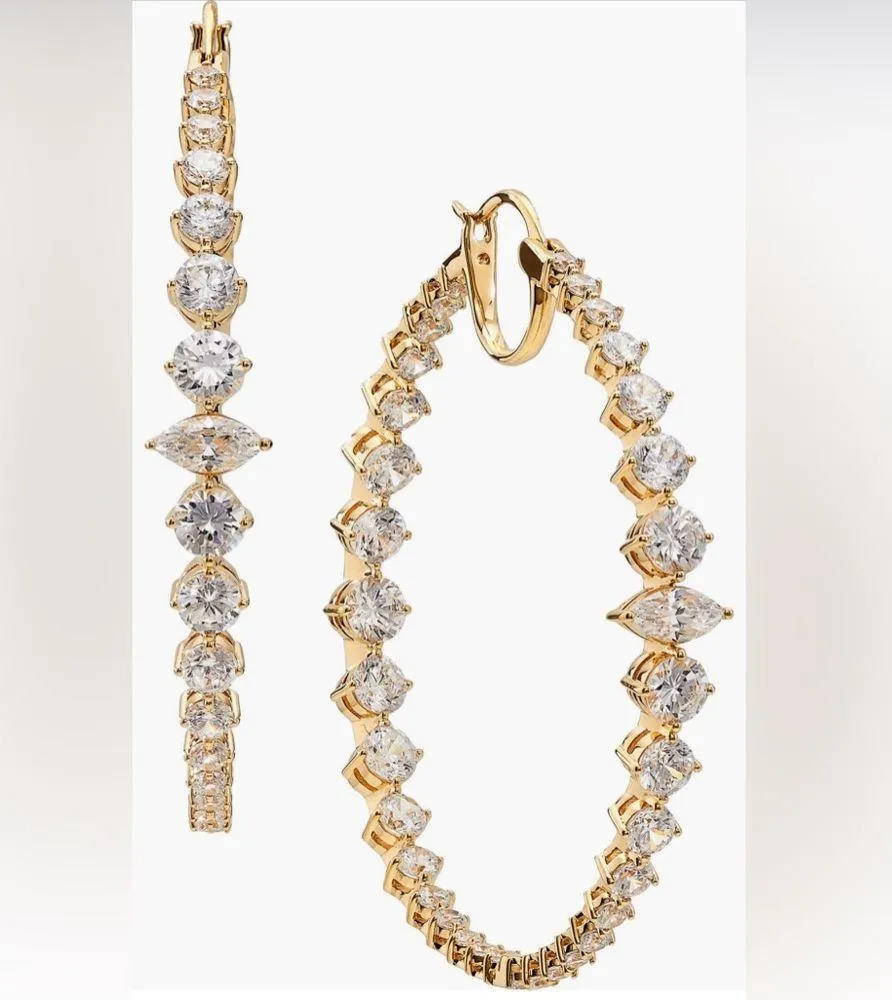 Nadri Leah Statement Hoop Earrings, GOLD, BRAND NEW, $100 Gold - Image 2