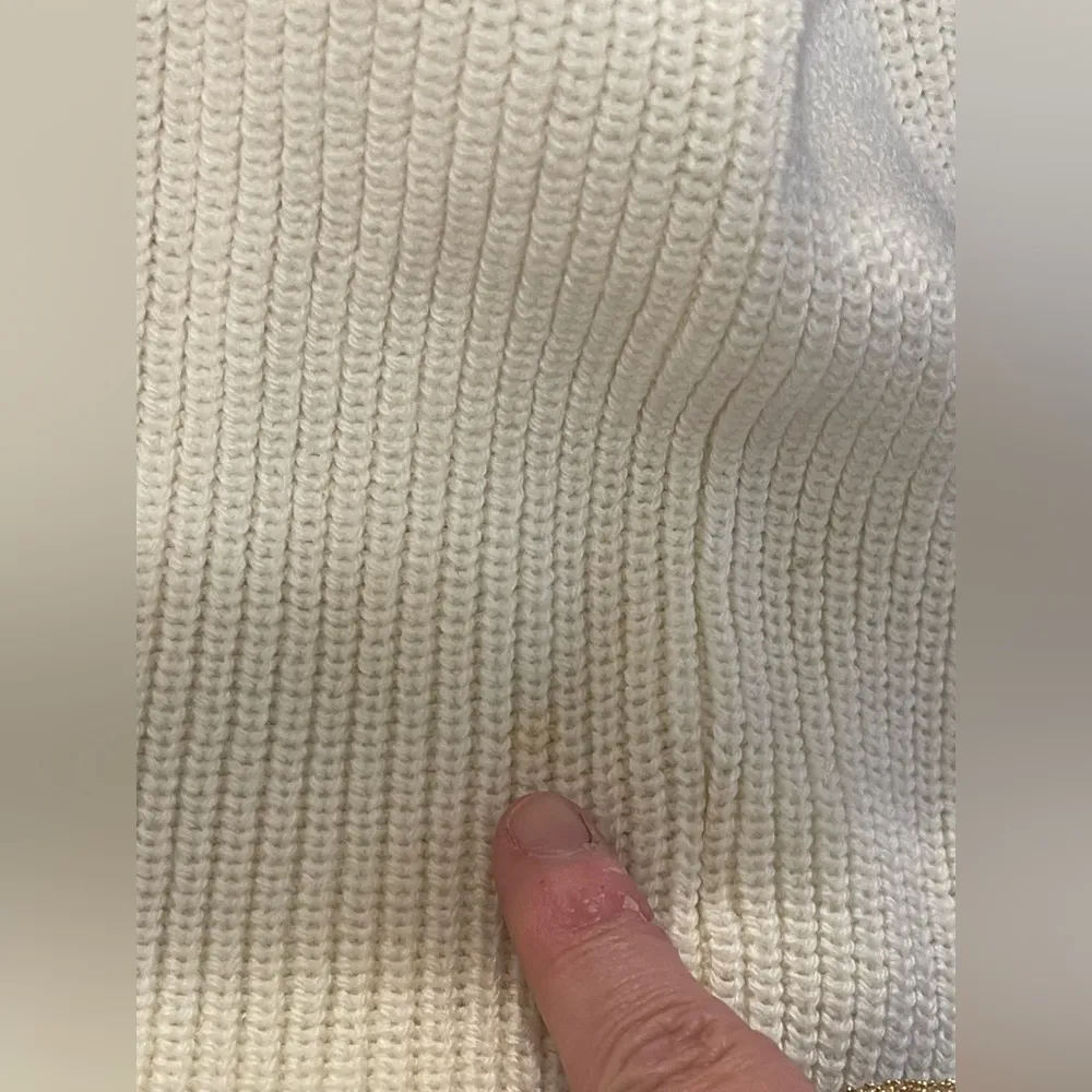 Women’s Frame Wool Blend Ruffle Yoke Ribbed Sweater In Off White oversized, SzL - Image 12