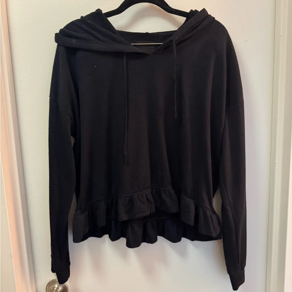 Free Press Flirty Ruffle Black Hoodie - Image 2