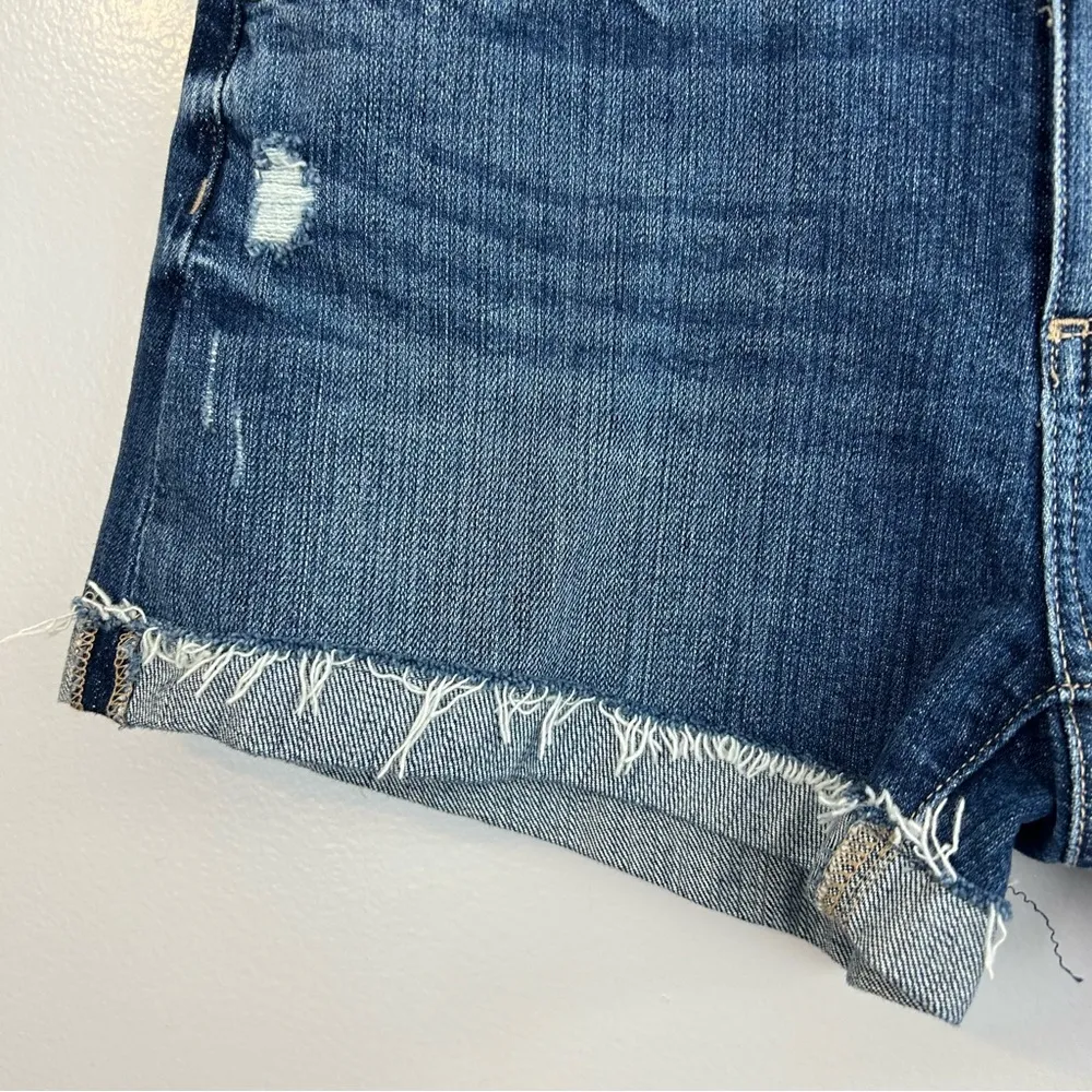 Paige Jimmy Jimmy Cuffed Blue Denim Distressed Jean Shorts Size 28 - Image 5