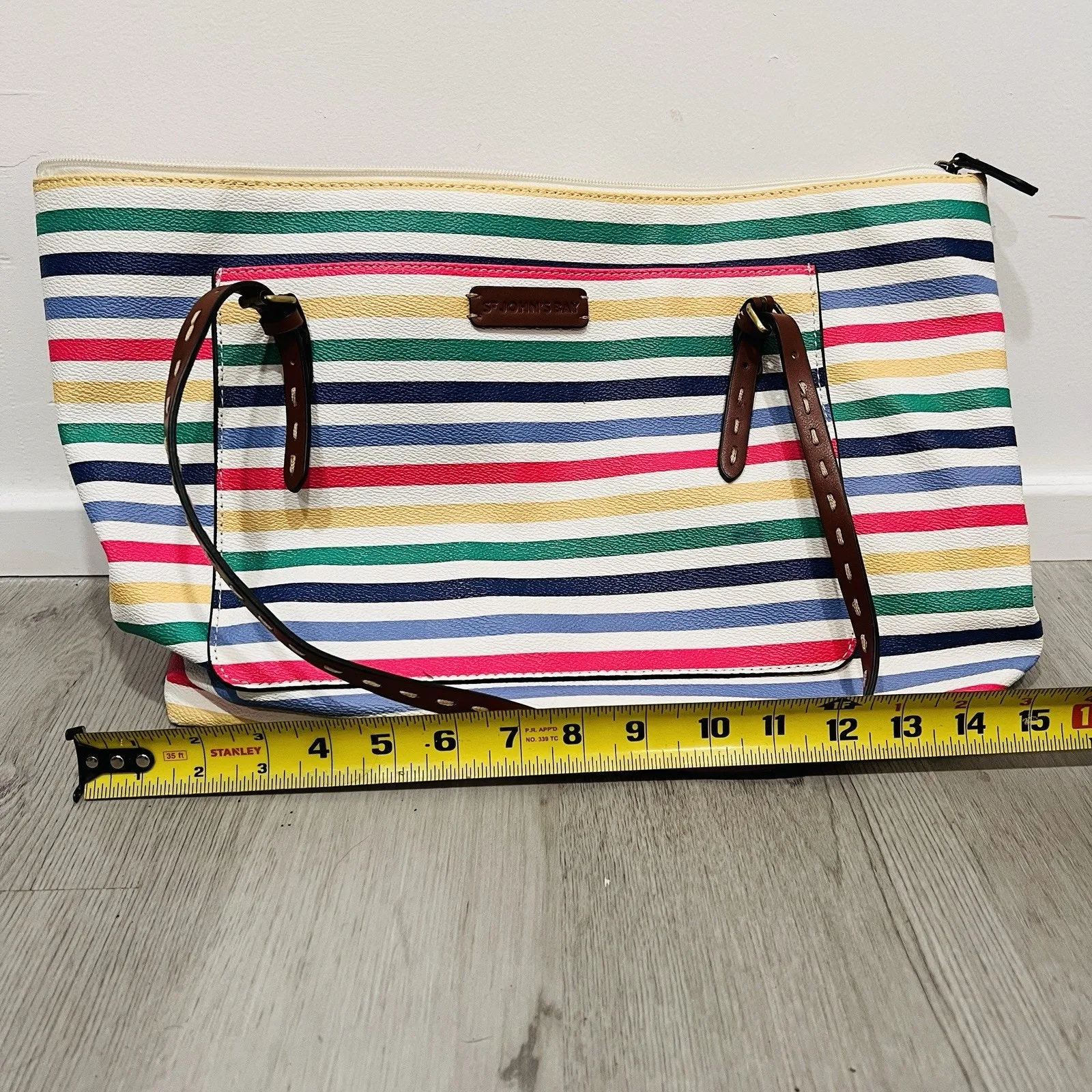 St John’s Bay Multicolor Striped Purse Handbag Tote Zip Closure - Image 4
