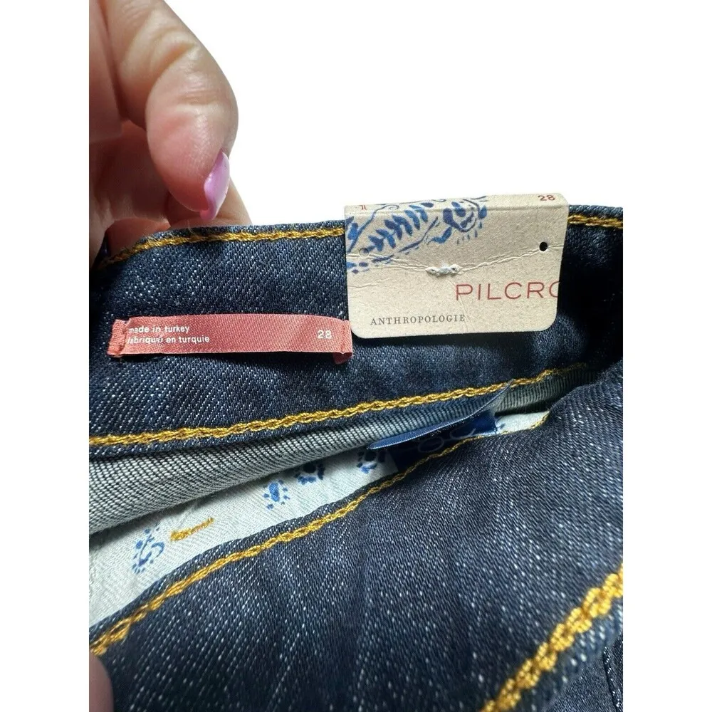 NWT PILCRO Anthropologie 28 Split Hem Straight Leg Jeans Stretch High Rise R11-7 - Image 10