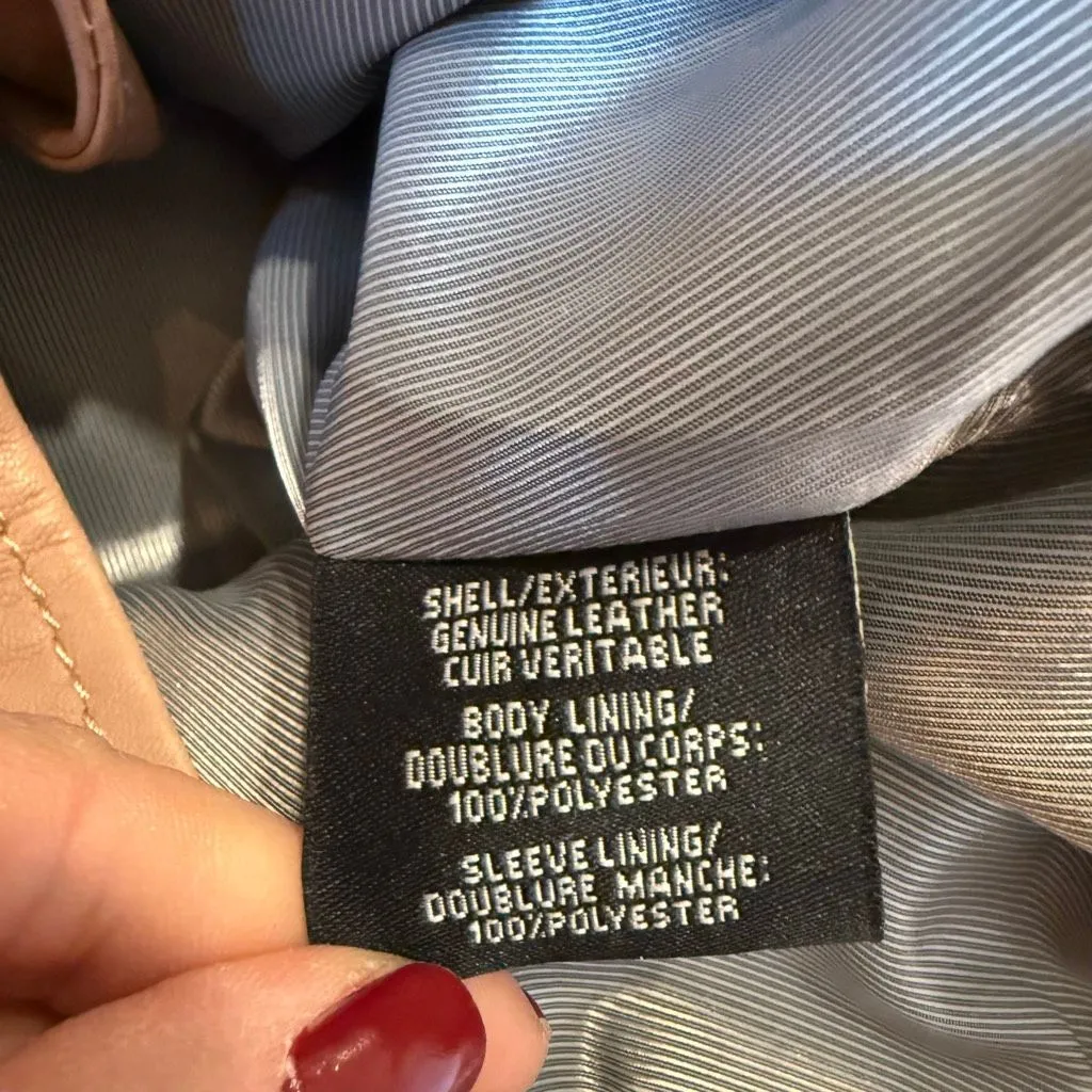 Bagatelle 100% leather pink moto jacket size small - Image 5