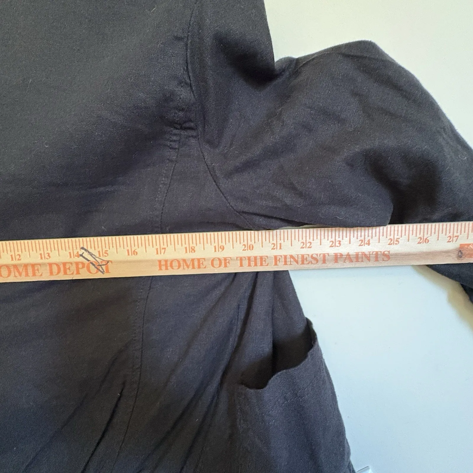 SUPPLIES ‎ Linen Blend Jacket Sz Medium Black Open Front Roll Tab Sleeves Boho - Image 9