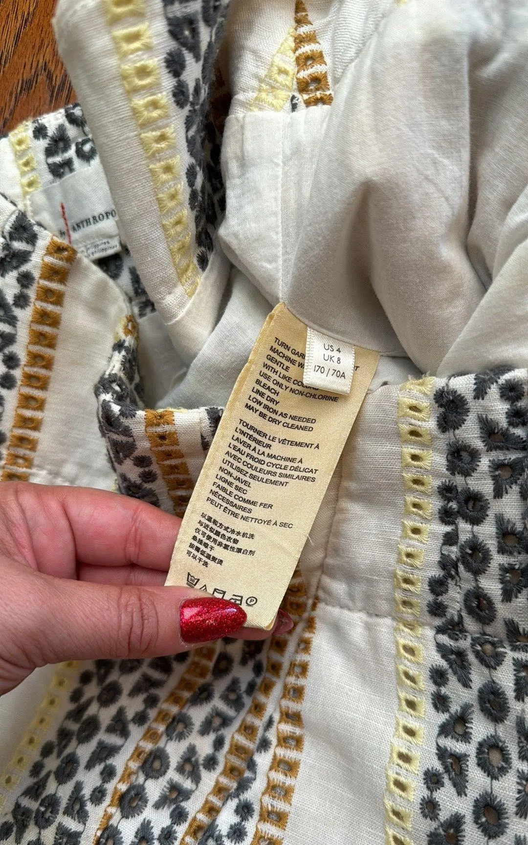 Embroidered Striped Boho Wide Leg High Rise Eyelet Pants - Image 7