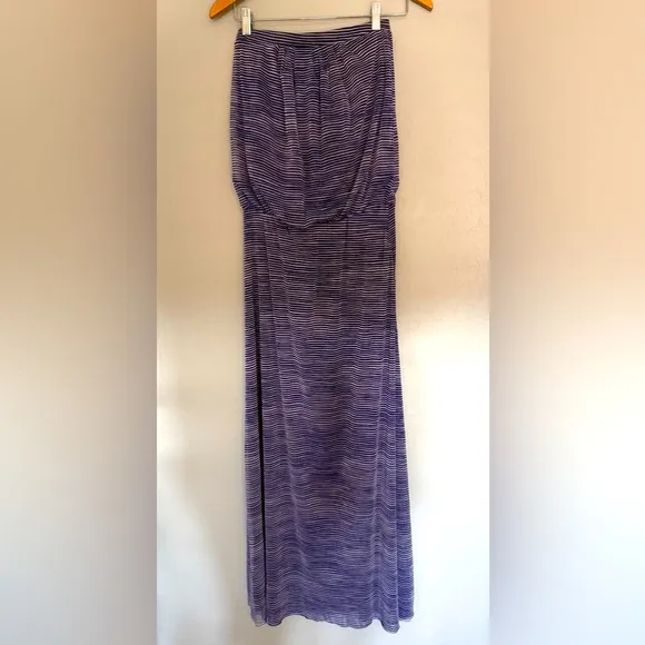 Cynthia Rowley striped blue mesh lined maxi dress beach cover-up Small - Image 2