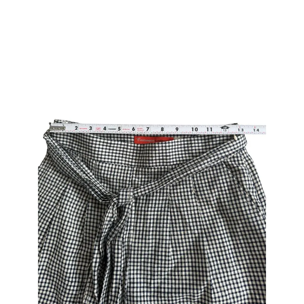 CARTONNIER by Anthropologie Black White Plaid High Rise Shorts size 0 - Image 5