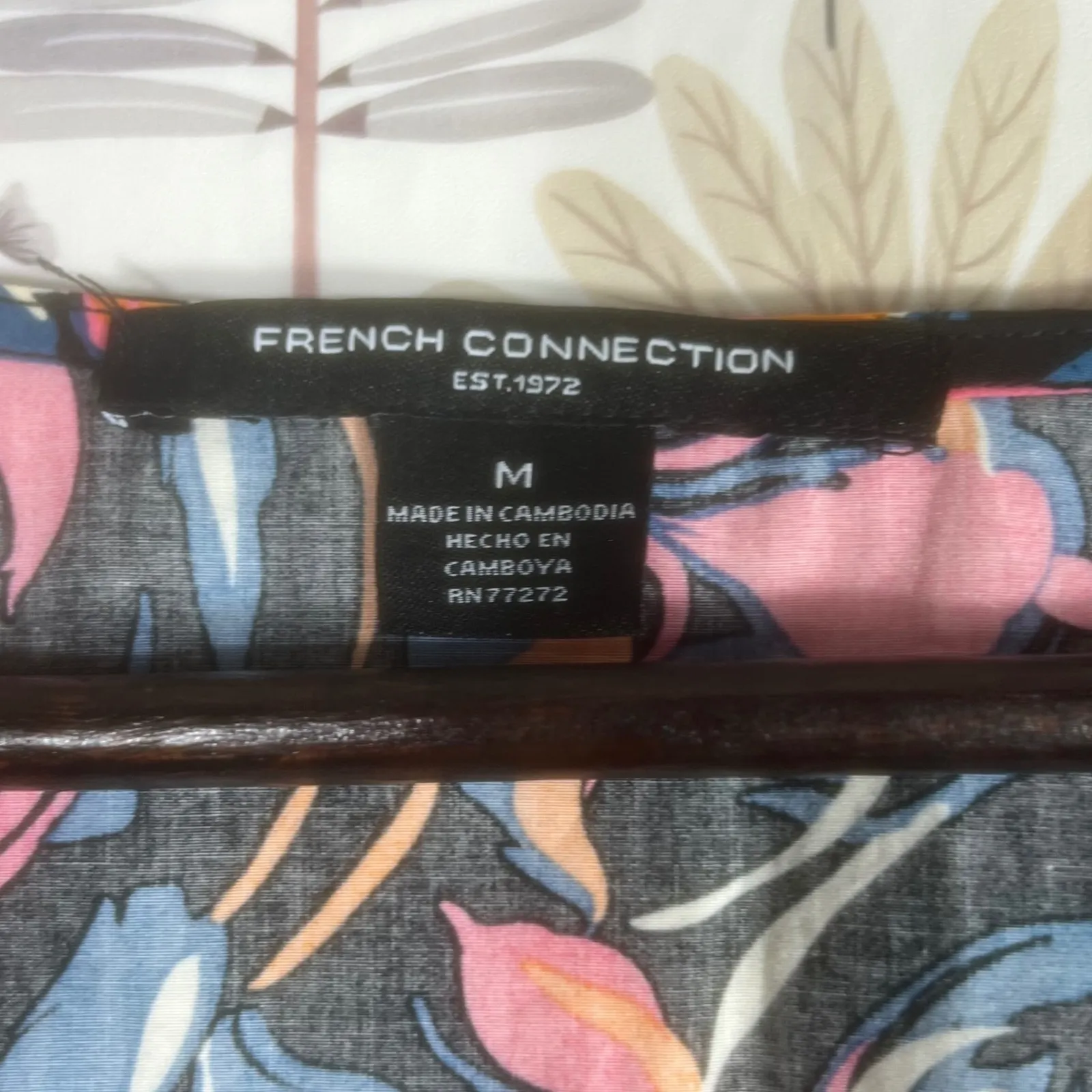 French Connection Twist Front Maxi Dress Women's M‎ Multicolor Floral Cotton - Image 7