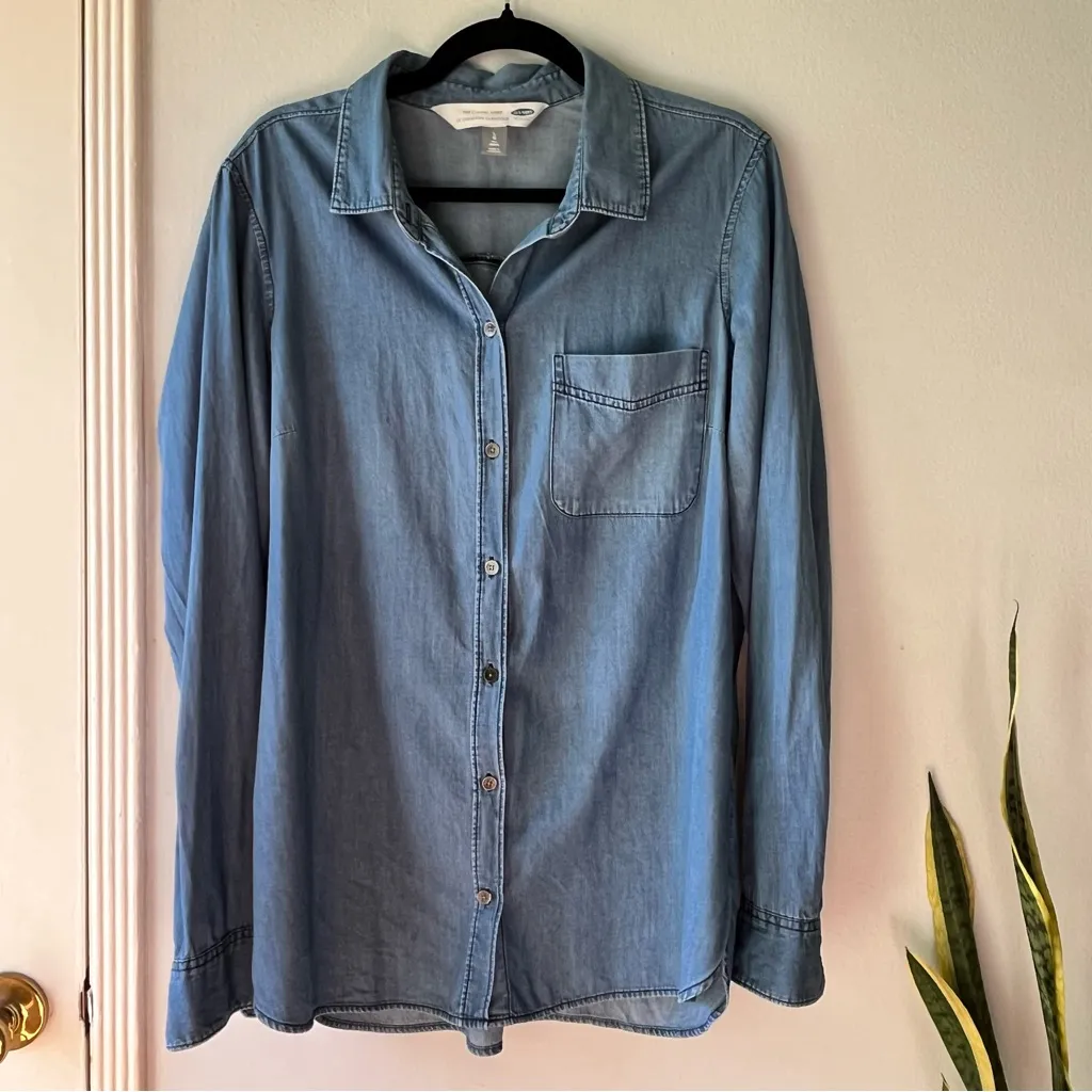 Old Navy• 100% Cotton Chambray Classic Shirt• size Large Tall - Image 10