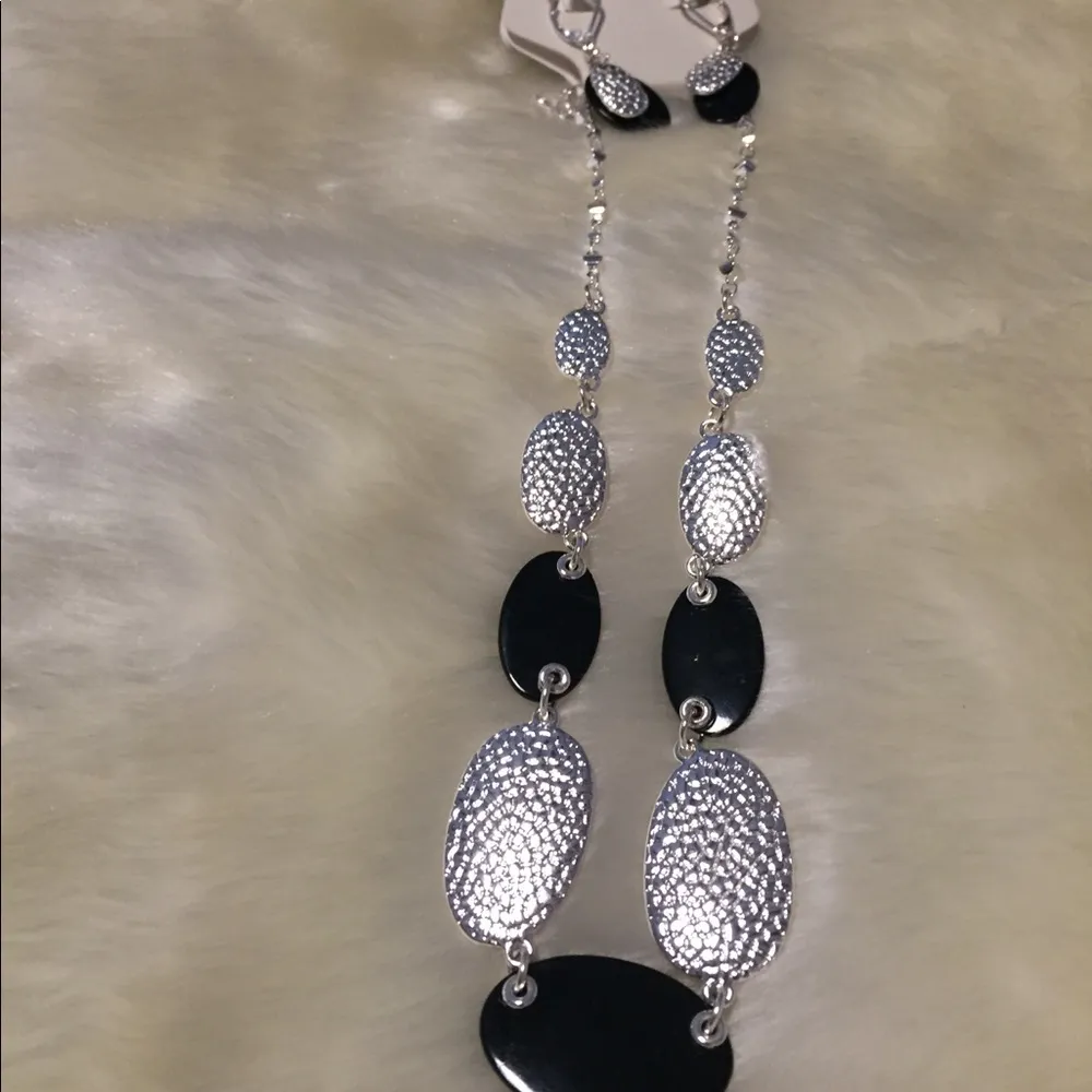🆕Napier Silver and Black Necklace and Earring Set - Image 6