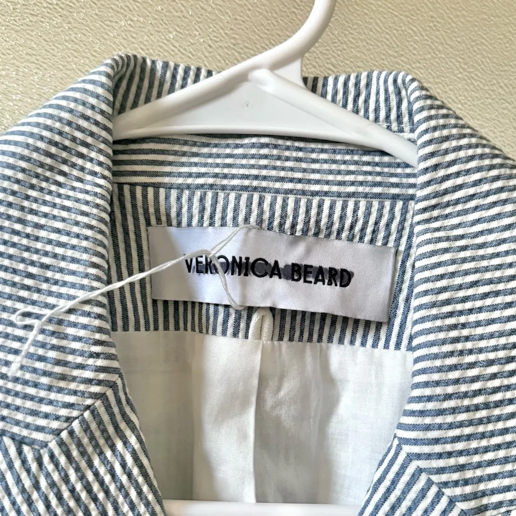 VERONICA BEARD Miller Seersucker Striped Dickey Jacket Blue/White Sz 4 - Image 9