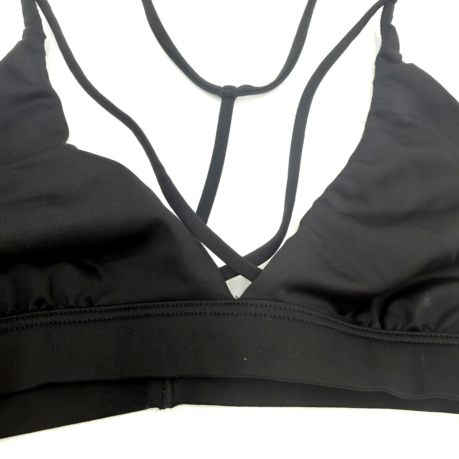 Victoria's Secret Sport Black Strappy Plunge Halter Sports Bra Size Small - Image 2