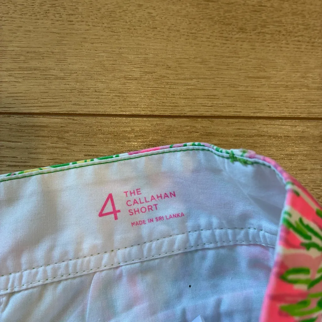 Lilly Pulitzer The Callahan Short Pink Green Flamingo Print Size 4 - Image 4