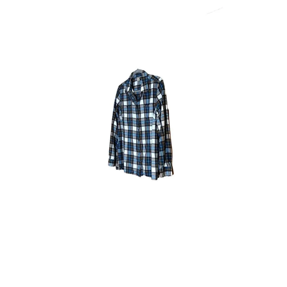 Duluth Trading Company Duluth Trading women's shirt teal button-up plaid flannel - Image 2