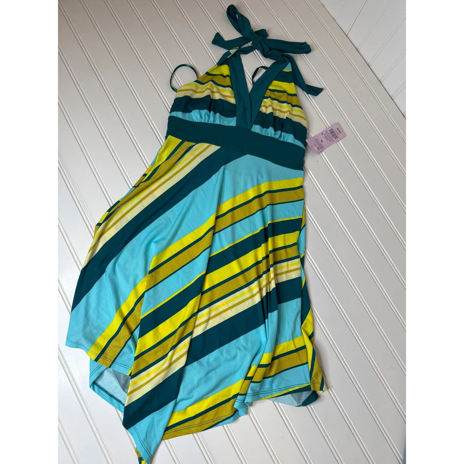 NWT Cupshe & Wild Fable Beach Cover Up Dress Striped Halter & Denim Bundle Sz XS - Image 4