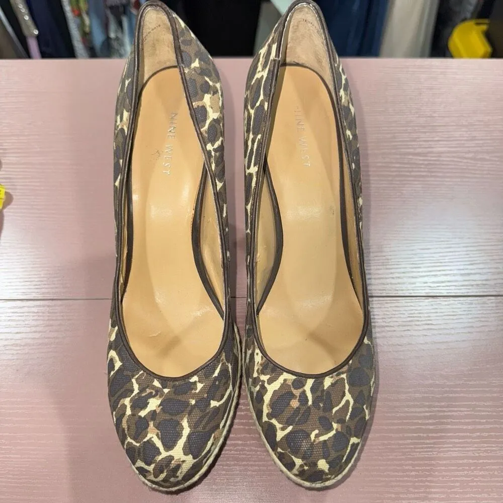 Nine West Guendao leopard print Woven platform heel 9.5 - Image 3