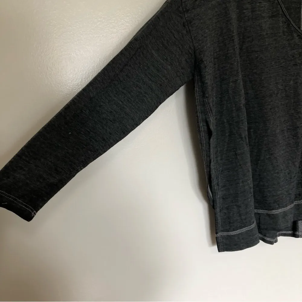 Free People Movement Long Sleeved Dark Gray Tee Shirt Side Split New Small - Image 2