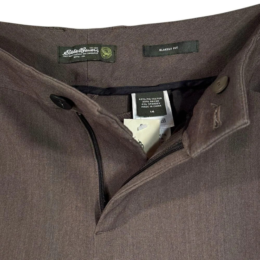 Eddie Bauer SZ 14 Womens Blakely Fit Dress Pants Zip-Fly Stretch Bootcut Brown - Image 3