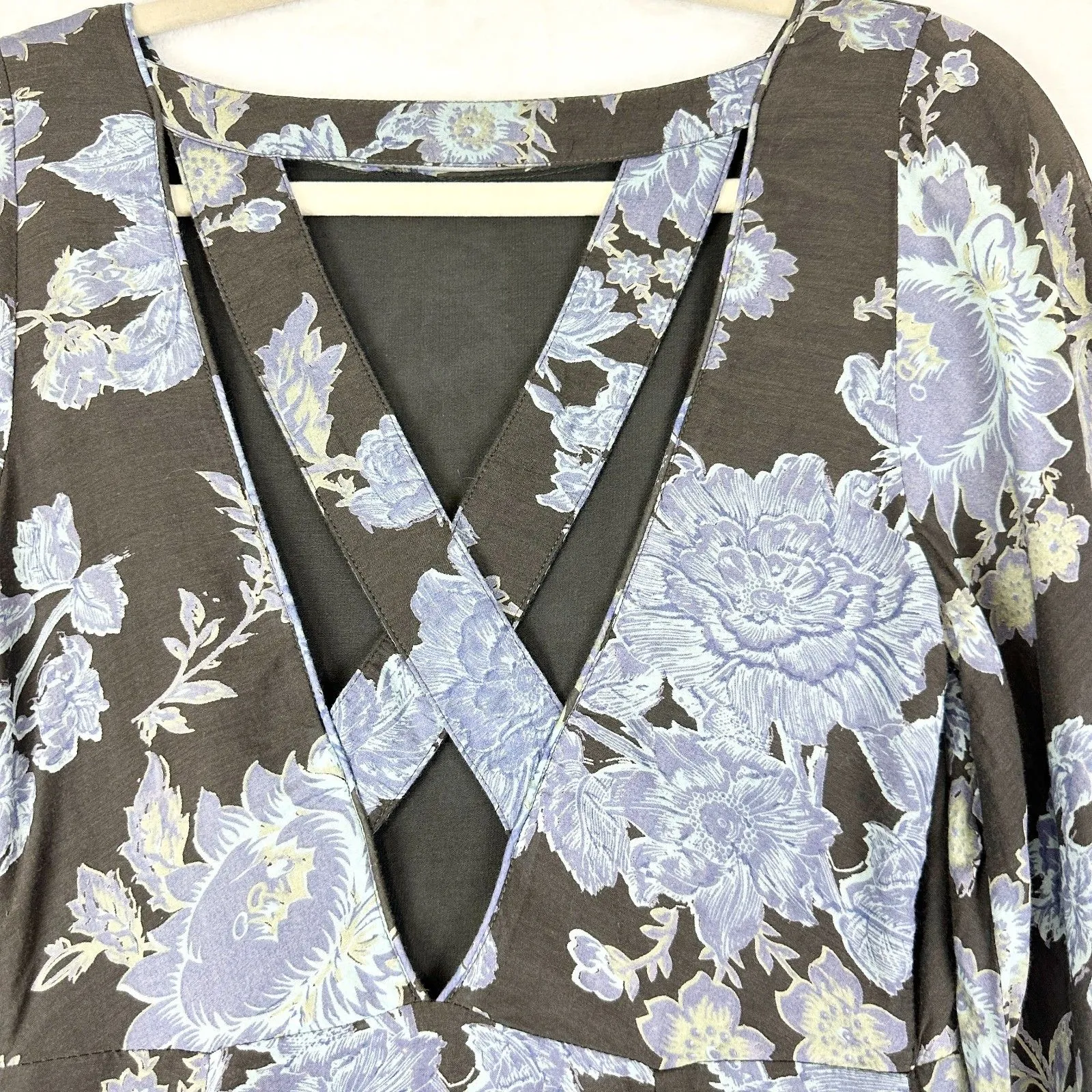 Free People Melrose Maxi Dress Size 2 Floral Night Combo Boho Flare Sleeves - Image 6