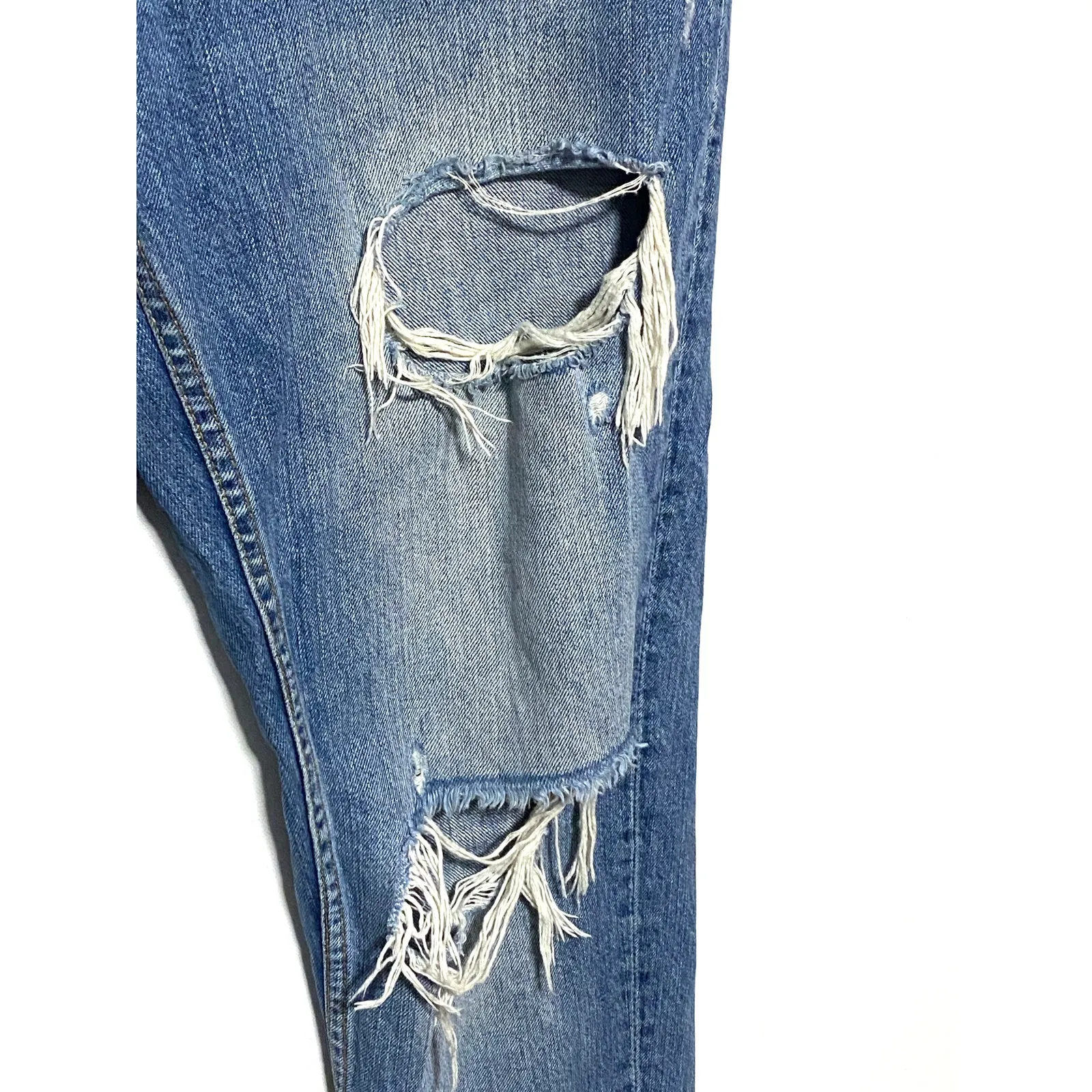 Zara Woman 6 Jeans High Rise Relax Fit Distressed Ripped Thrashed Trashed Grunge - Image 4