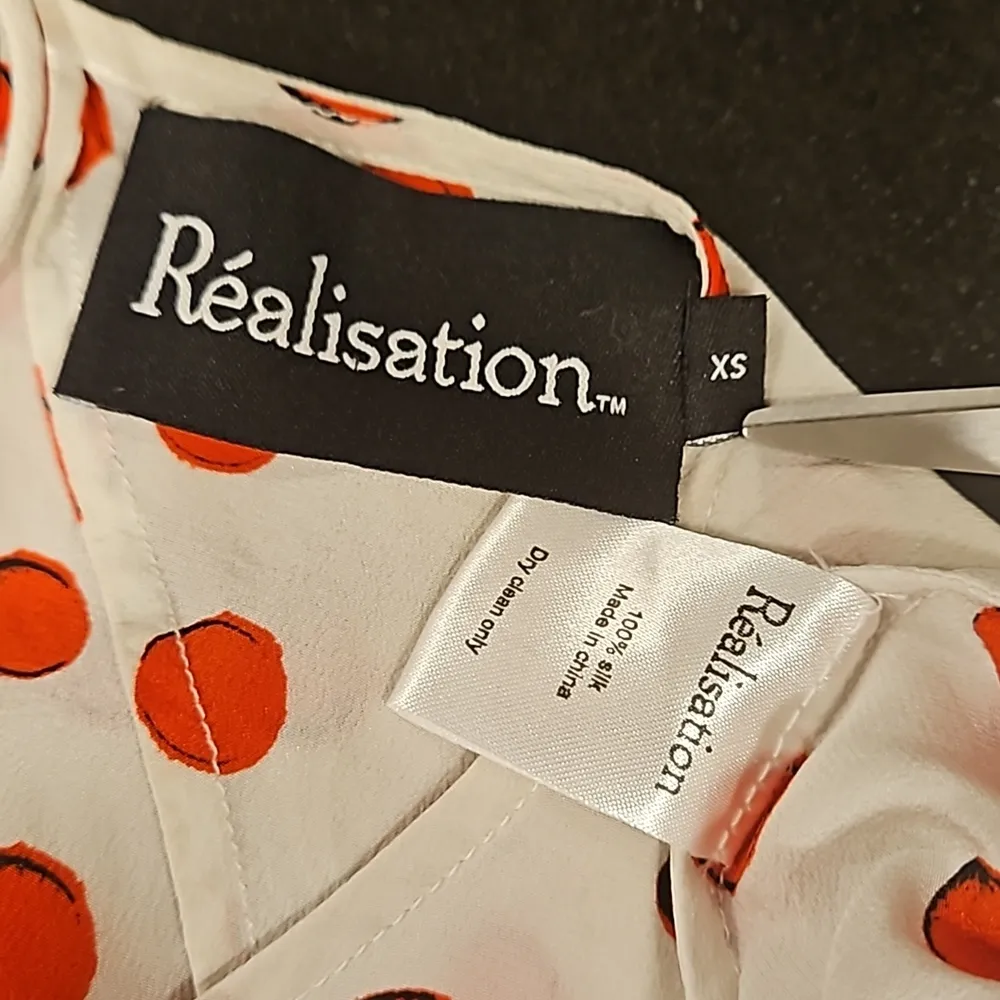 đź’•REALISATION PARđź’• Goldie Cherry Dress ~ Red Polka Dot Print XS 100% Silk - Image 15