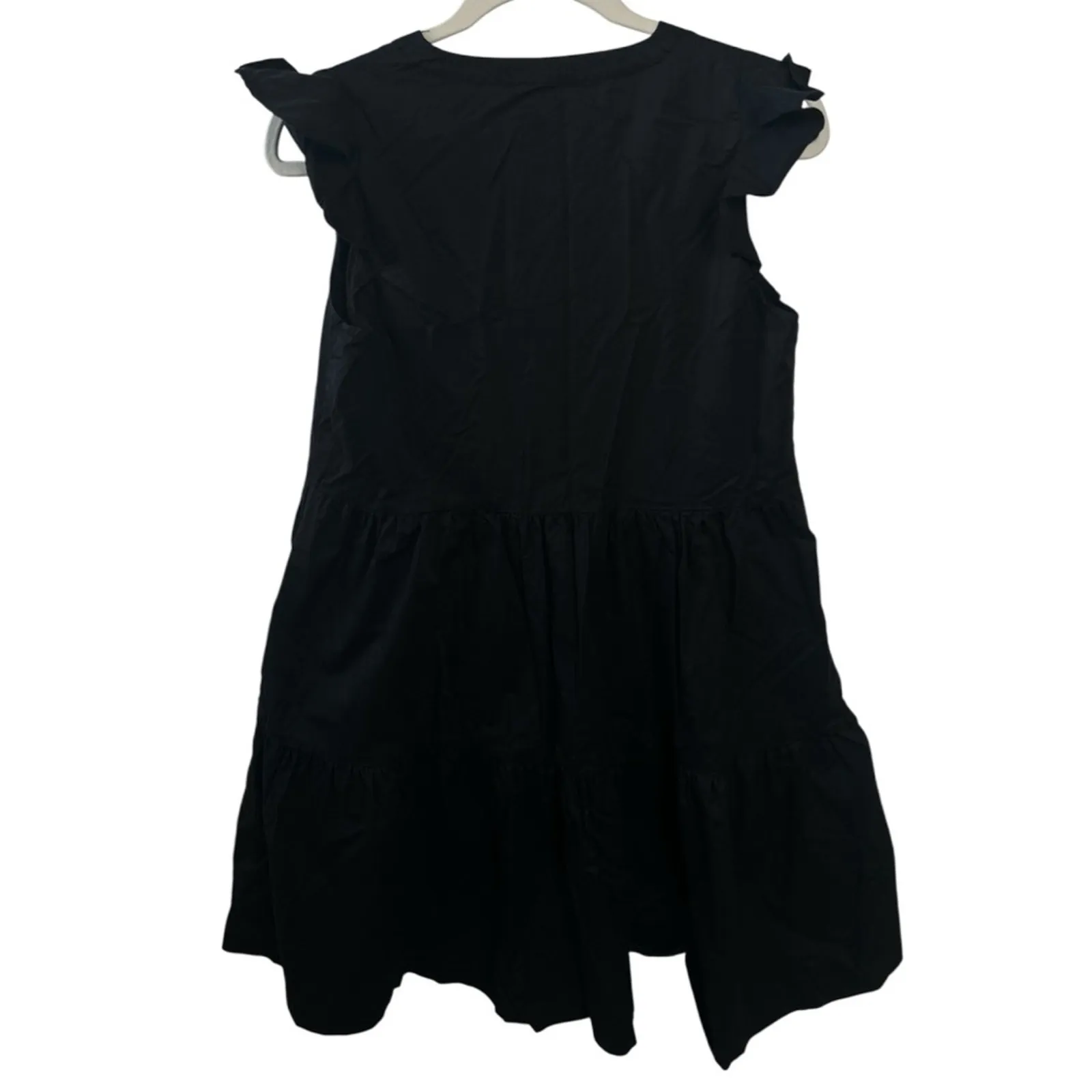 Hatch Maternity The Brooke Ruffle Mini Tunic Dress in Black X - Image 4