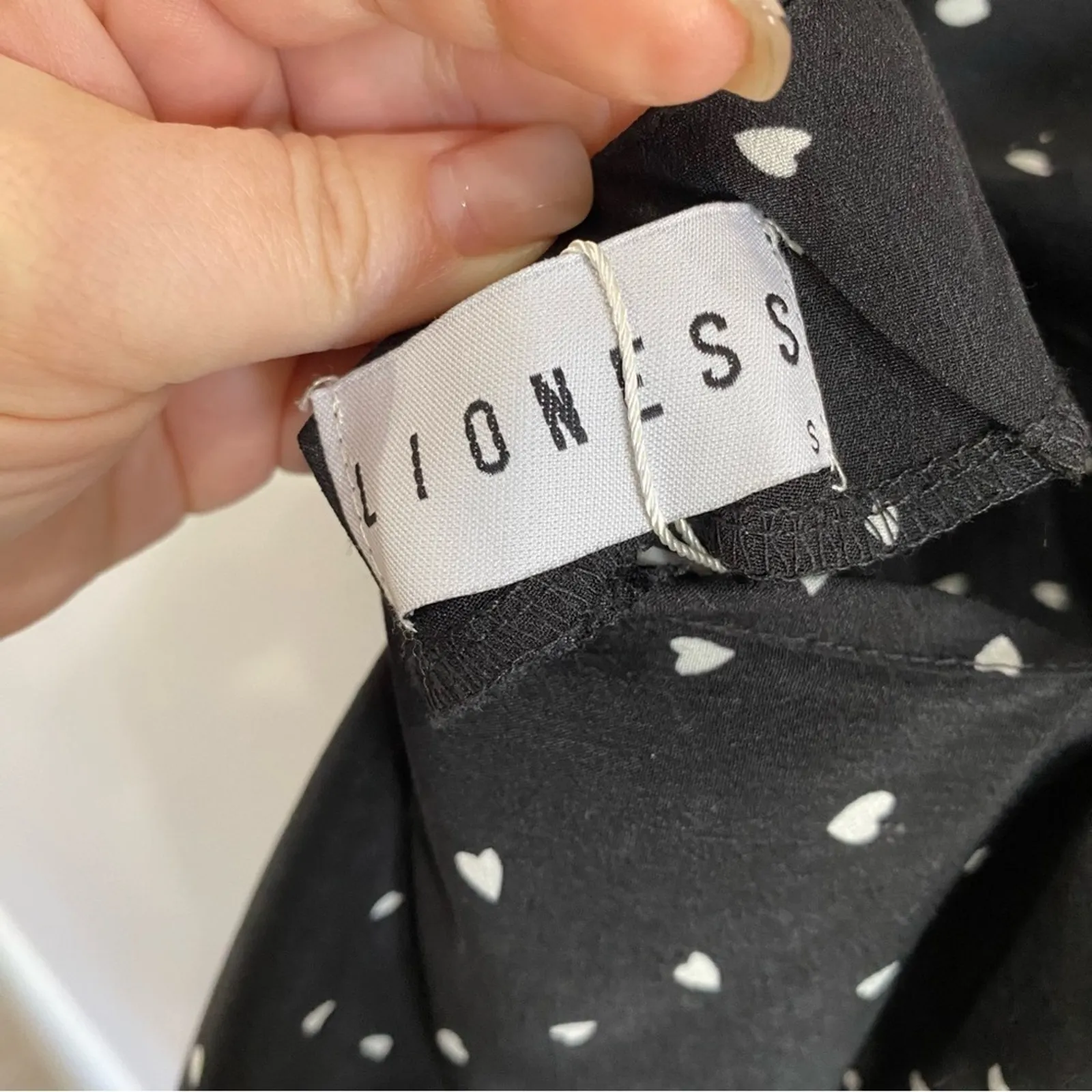 NWT Lioness String Along Mini Dress Black Heart Print Ruched Adjustable 4 - Image 12