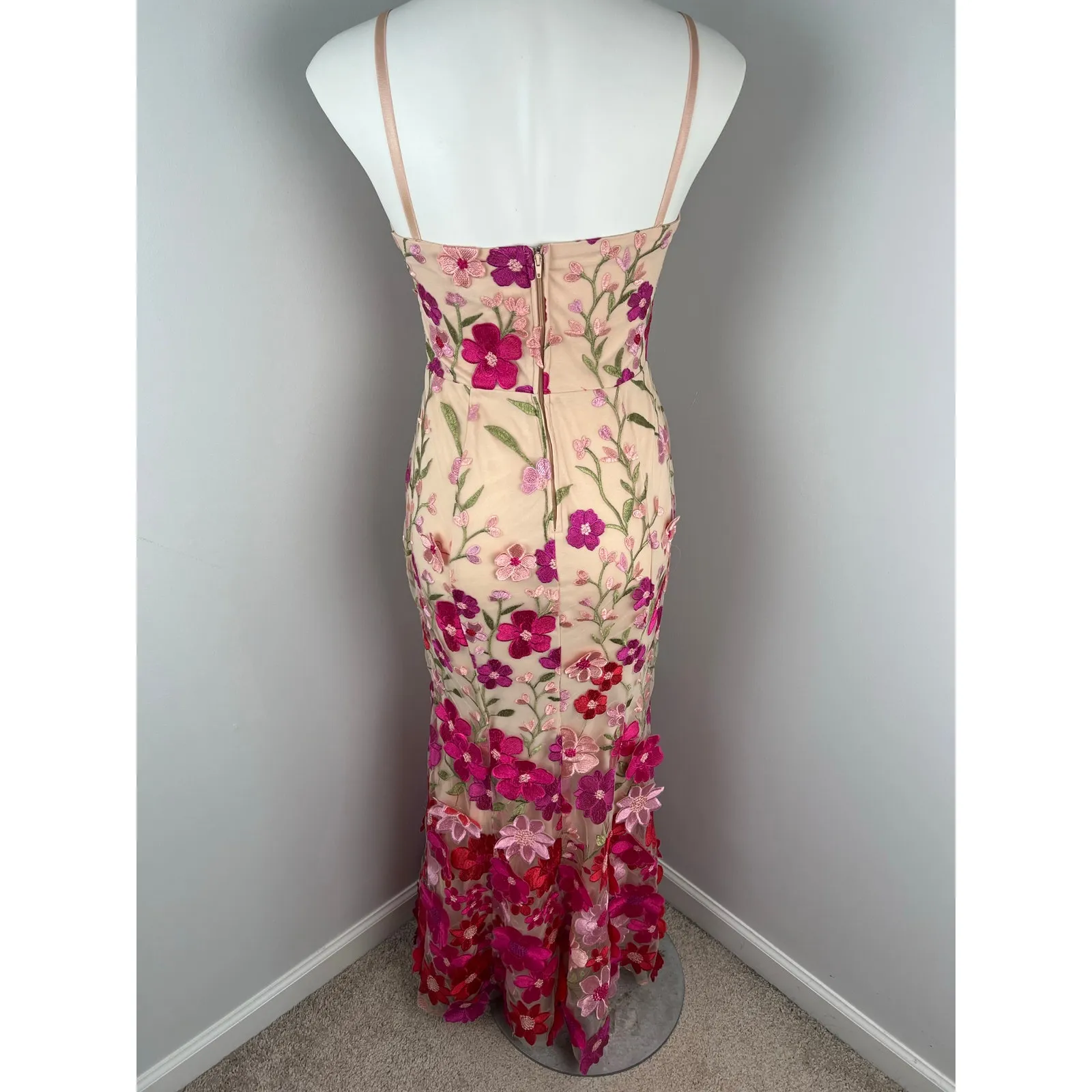 TLC Say Yes Pink 3D Embroidered Floral Applique Formal Prom Gown 6 - Image 8