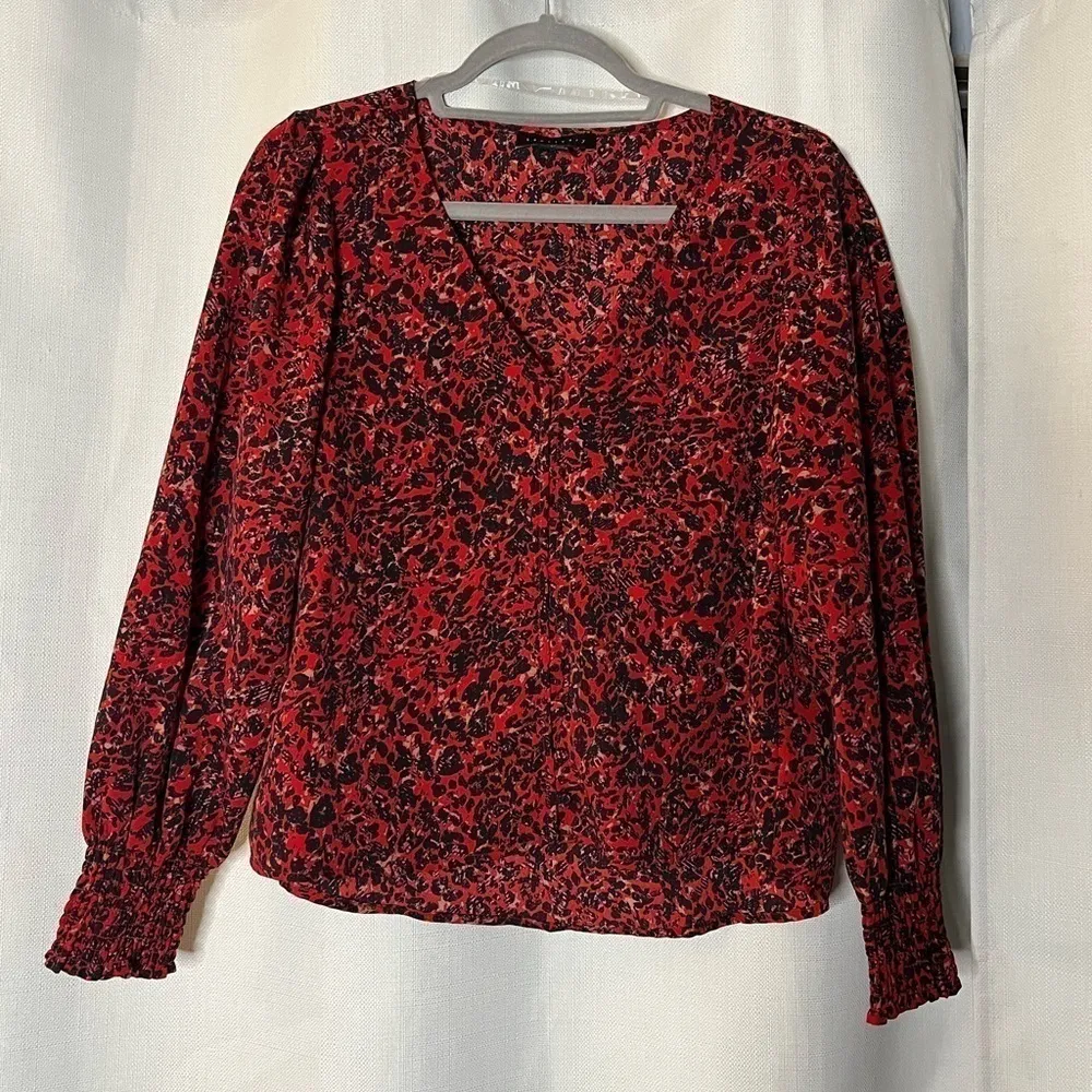Sanctuary Red and Black V Neck Harmony Blouse in Surreal XS - Image 2