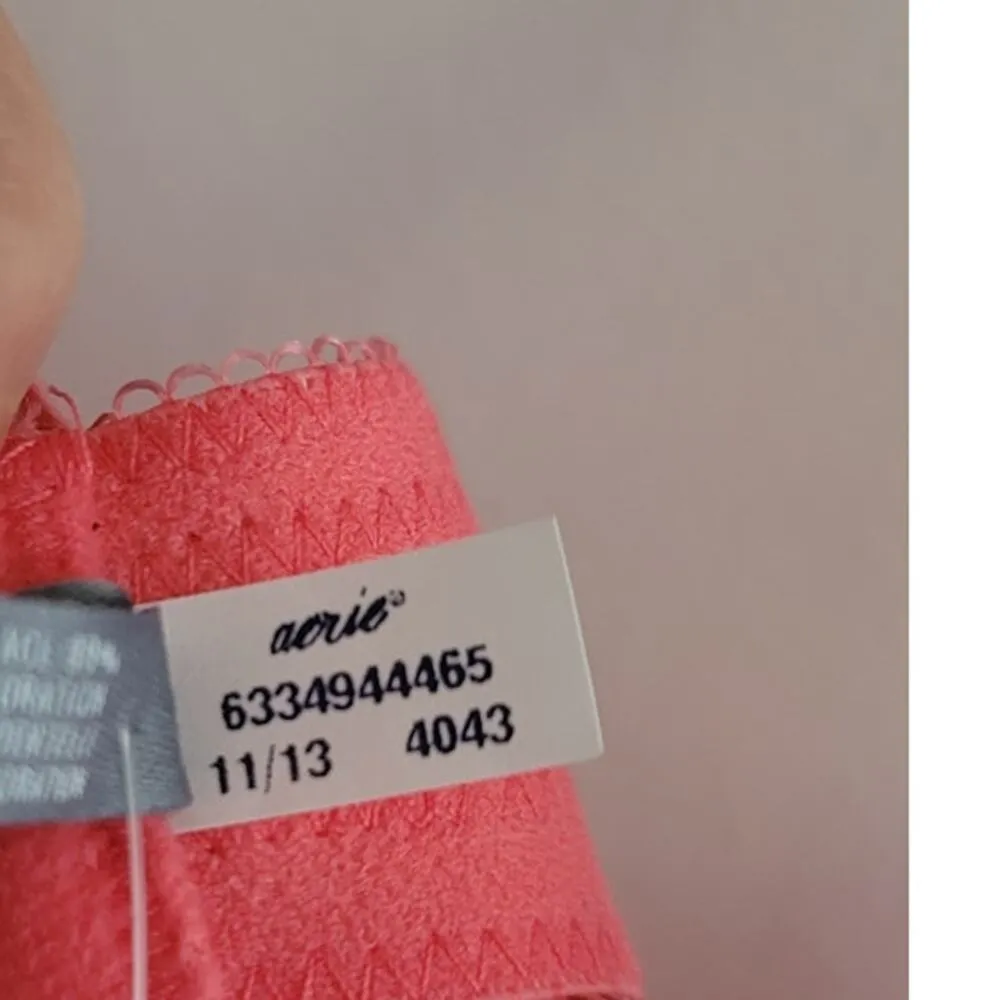 Aerie Limited Edition Holly Satin Padded Lace Trim Push-Up Bra Pink Coral 32B - Image 7