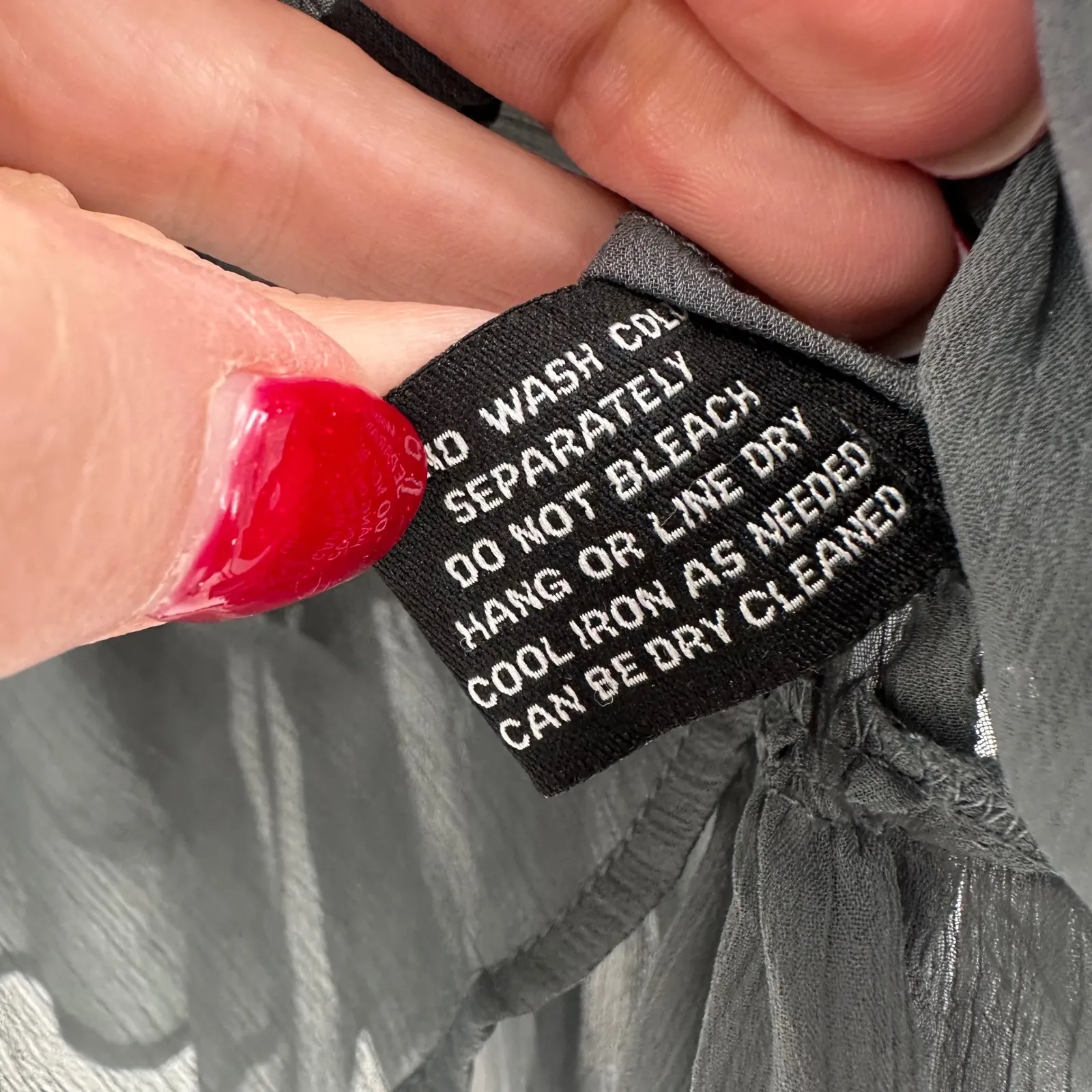 Walter Baker Grey Sheer Embroidered Ruffle Sleeve Peplum Blouse XS Beth - Image 7