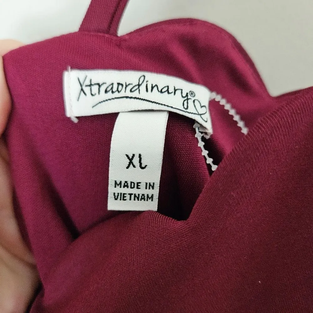Xtraordinary Dress Mini Burgundy Scalloped Edge Spaghetti Strap Cocktail Wedding - Image 8
