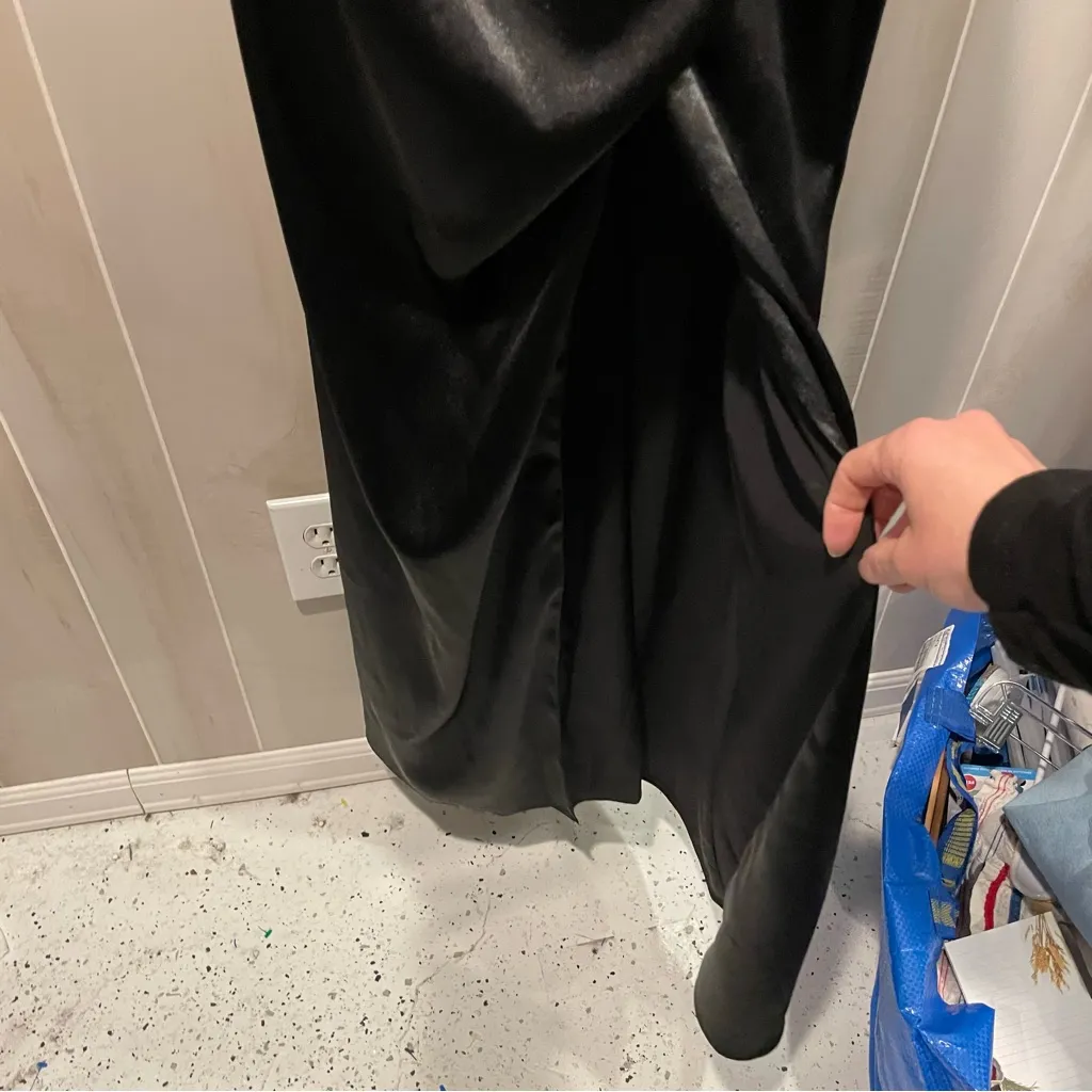 Sexy slinky black satin maxi ruched dress Birdie Grey Lydia whimsigoth mermaid - Image 8