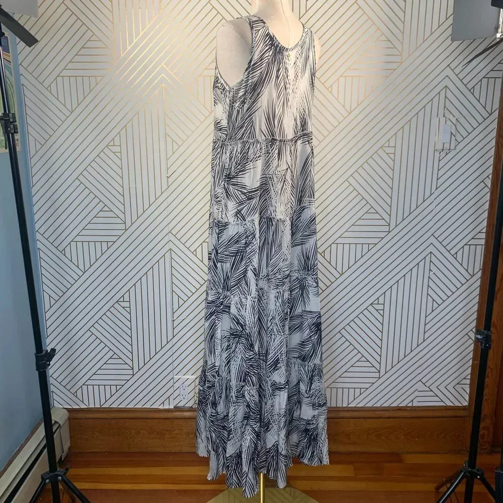 PilyQ Nassau Gulsina Long Dress in White and Black Palm‎ Tropical Size XS/S - Image 7