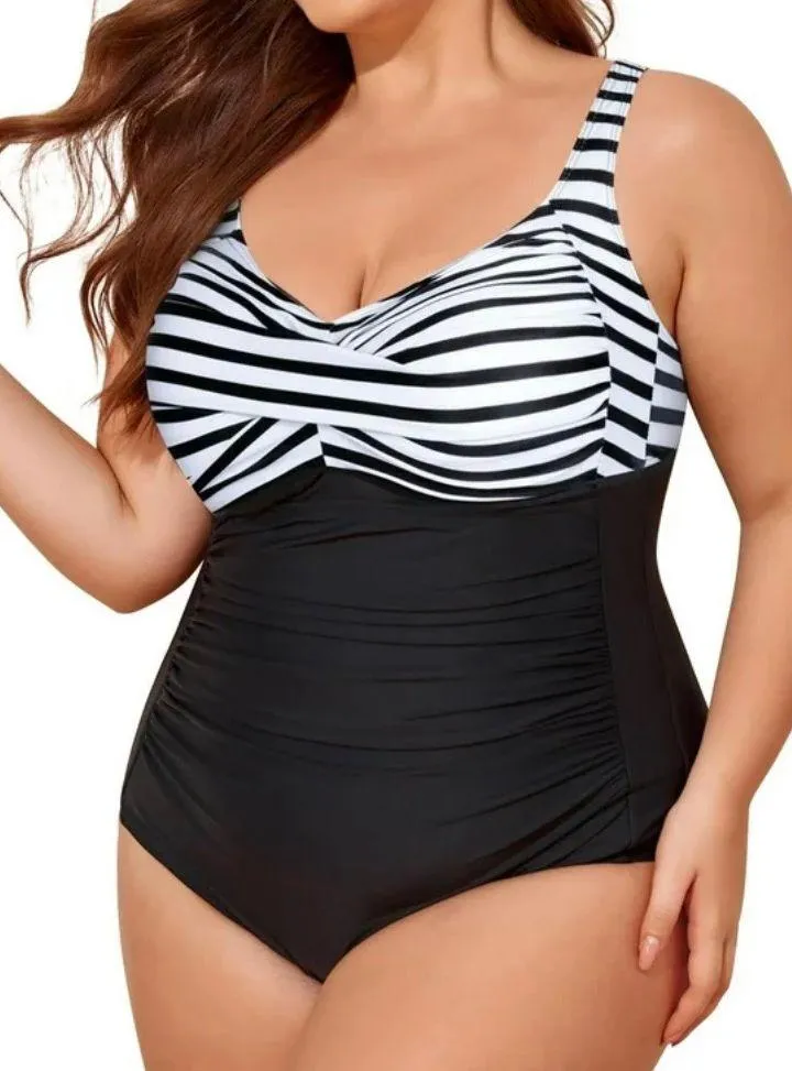 Plus Size One Piece Swimsuit for Women Twist Front... - Image 2