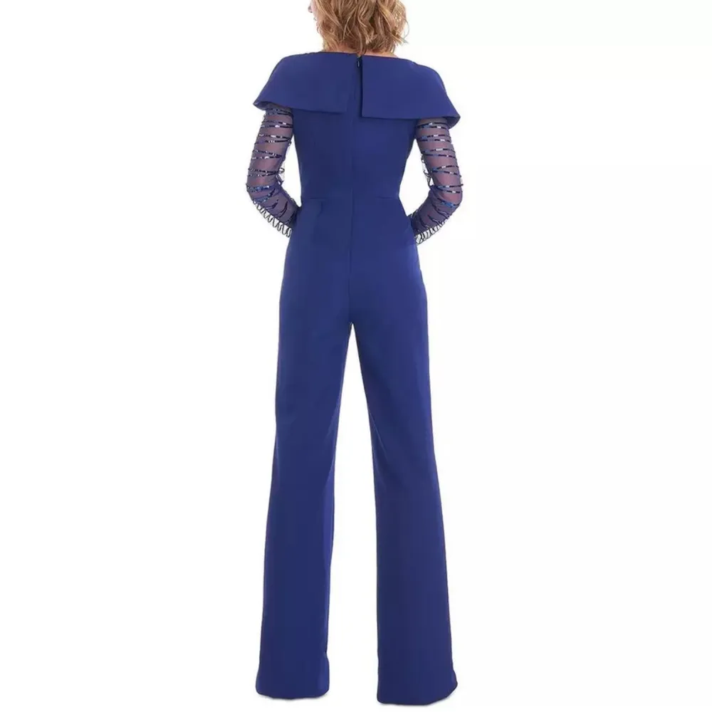 JS Collections Sequined Pintuck Jumpsuit in Blue, Size 4 New w/Tag, Retail $298 - Image 5