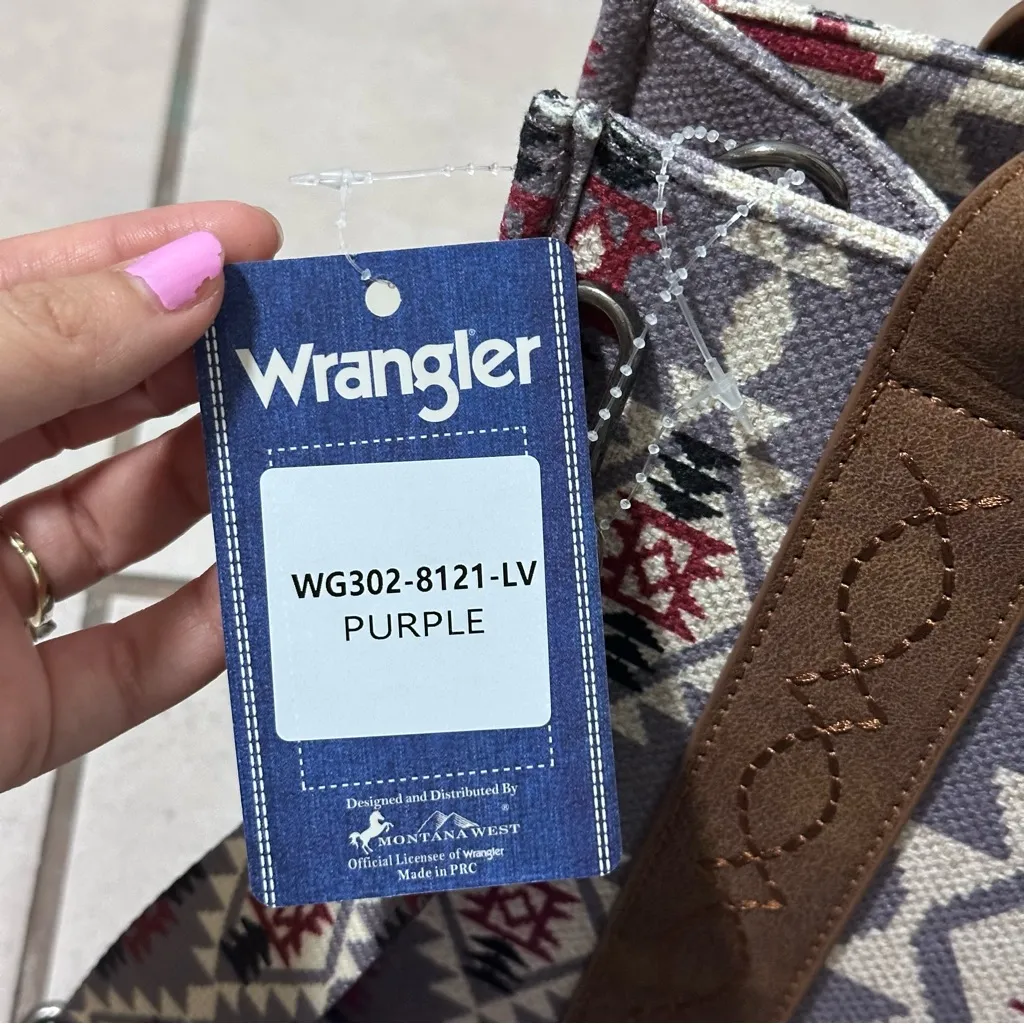 Wrangler Women Aztec Southwestern Crossbody Tote Lavender Bag Purse - Image 5