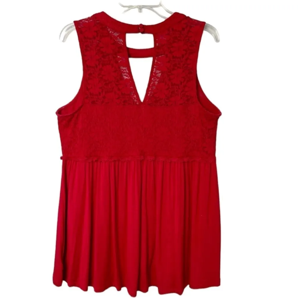 Torrid red super soft knit lace choker babydoll tank top - Image 6