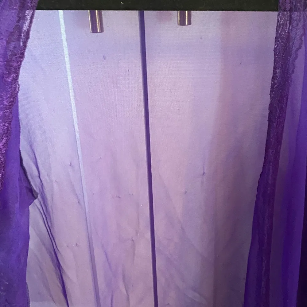 Vintage Sears Purple Sheer chiffon Lace Robe duster kimono cover up lingerie Size M - Image 7