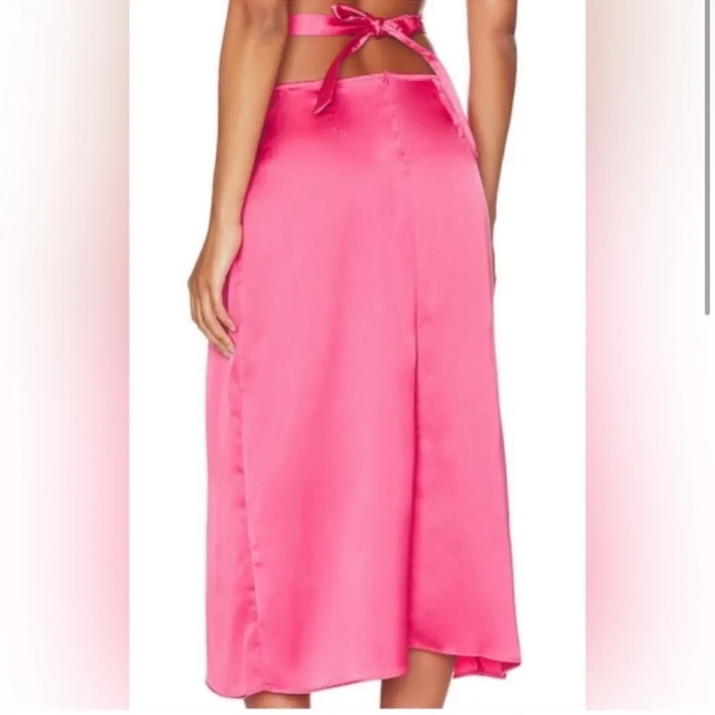 WeWoreWhat Revolve Pink Satin Skirt Silky NEW $80 NWT Luxury Designer Cut Out - Image 2