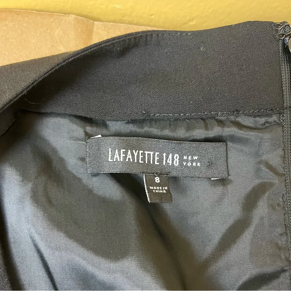 Lafayette 148 New York Black Capped Sleeve Sheath Dress - Image 6