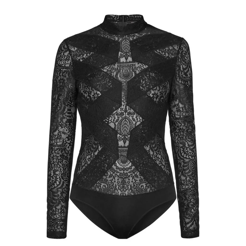 BCBG Maxazria Black Lace Long Sleeve bodysuit - Image 5