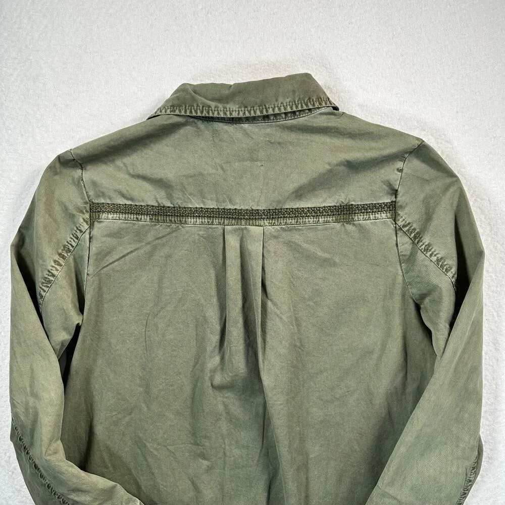 Caslon Army Green Button Front Field Shirt Jacket Women's Small Utility - Image 8