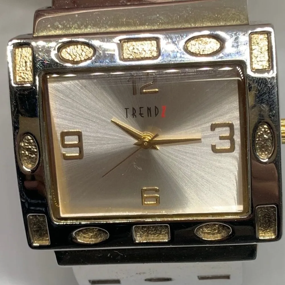 Trendz women’s watch Quartz analog 36mm gold silver tone cuff bracelet watch 6” - Image 2